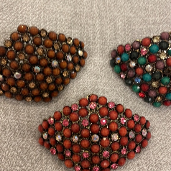 Antique Vintage Set of Three Rhinestone Large Statement Barrettes Hair Clip - Picture 2 of 4